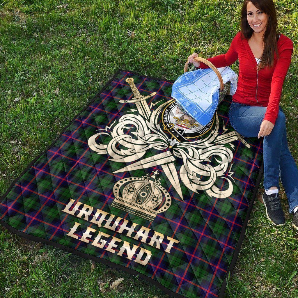 Urquhart Modern Tartan Crest Legend Gold Royal Premium Quilt