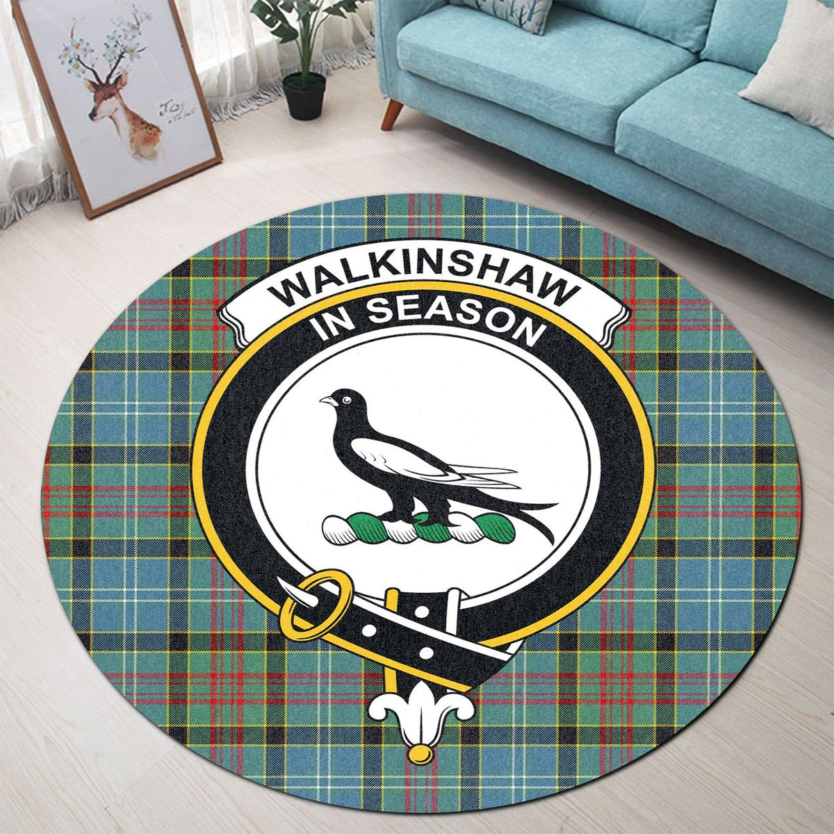 Walkinshaw Tartan Crest Round Rug