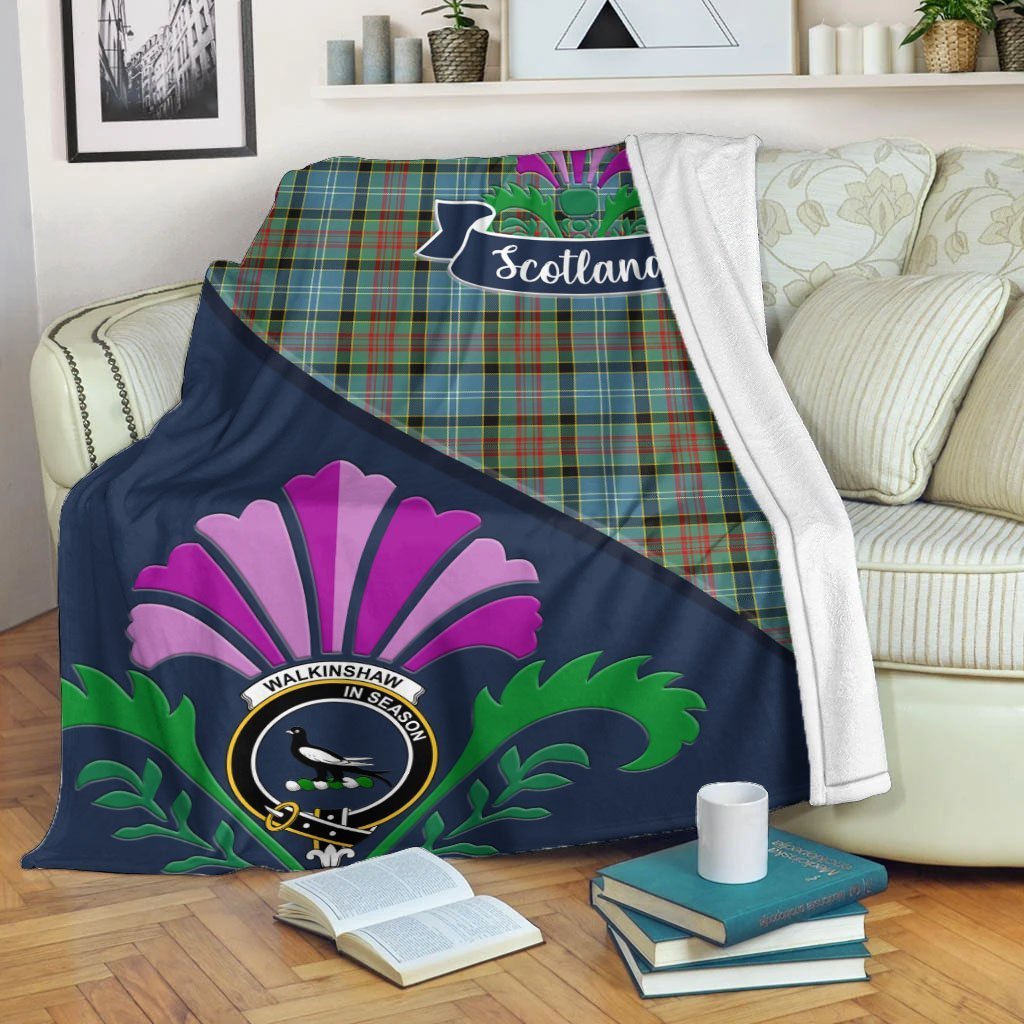 Walkinshaw Tartan Crest Premium Blanket - Thistle Style