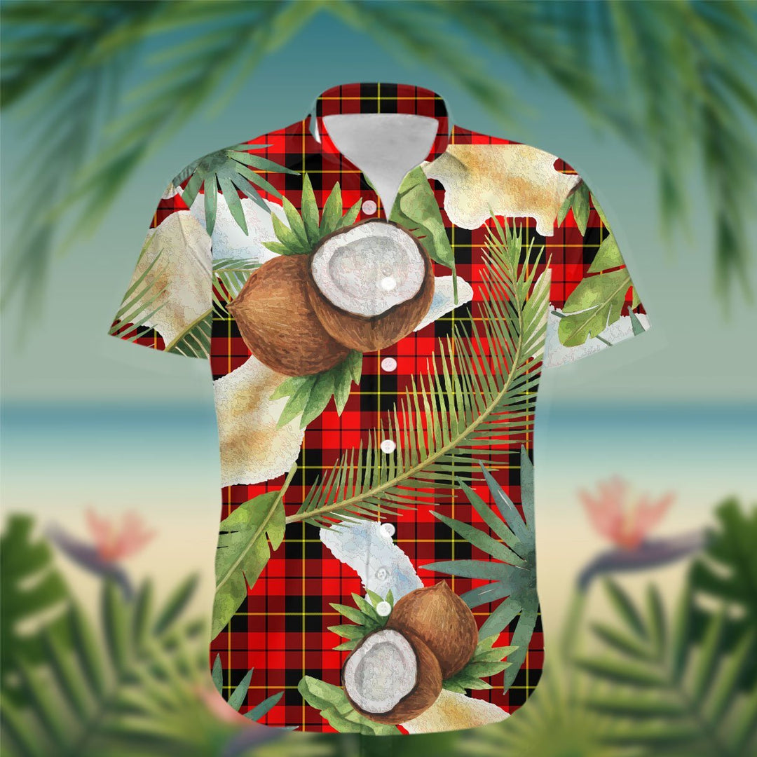 Wallace Tartan Hawaiian Shirt Hibiscus, Coconut, Parrot, Pineapple - Tropical Garden Shirt