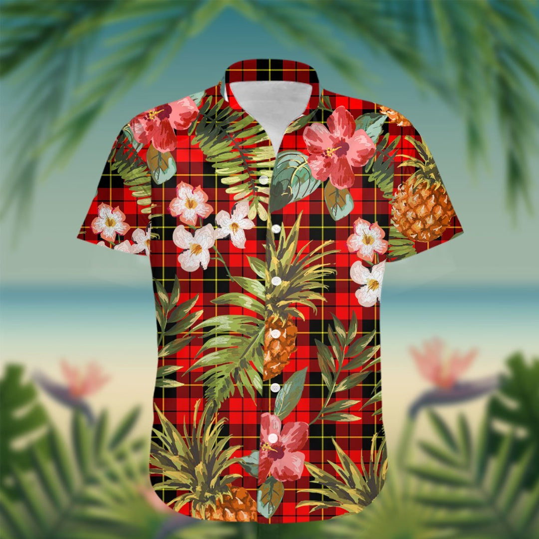 Wallace Tartan Hawaiian Shirt Hibiscus, Coconut, Parrot, Pineapple - Tropical Garden Shirt