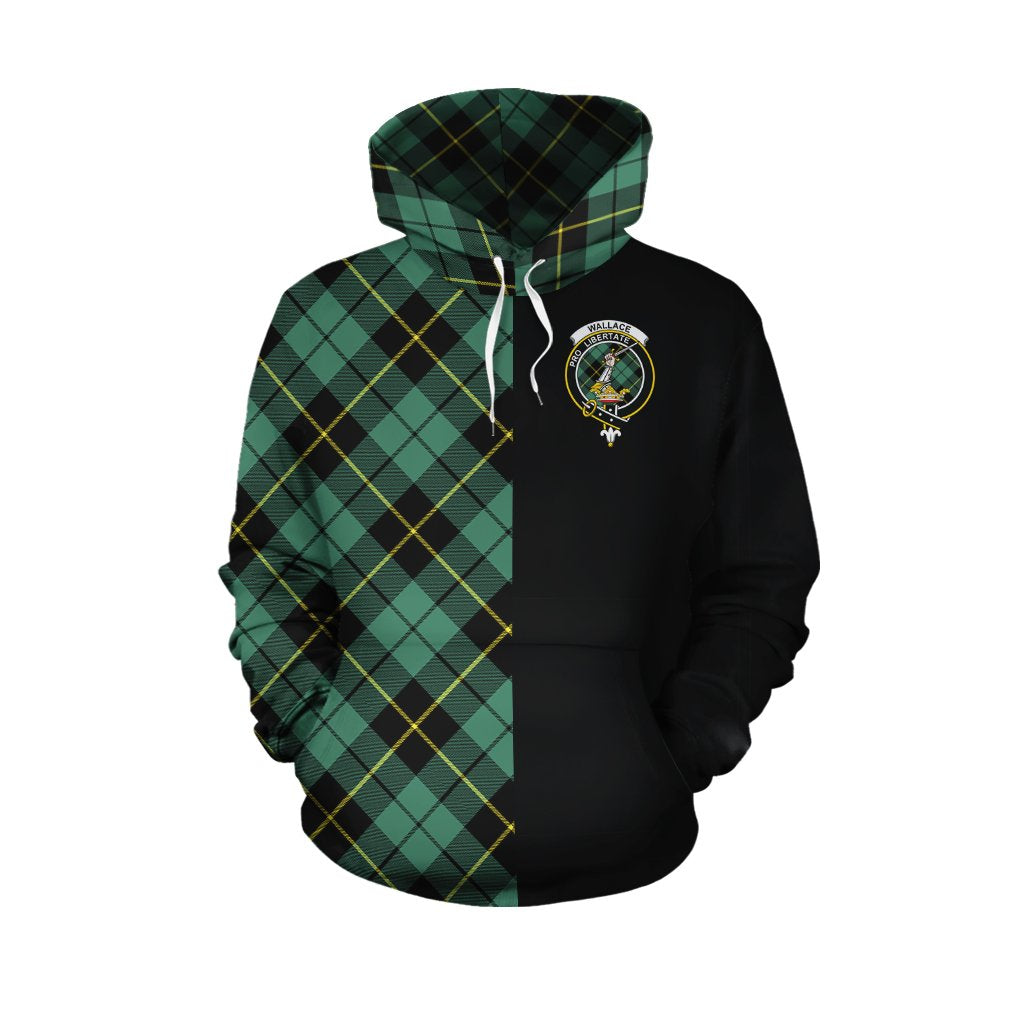 Wallace Hunting Ancient Tartan Hoodie Half of Me - Cross Style
