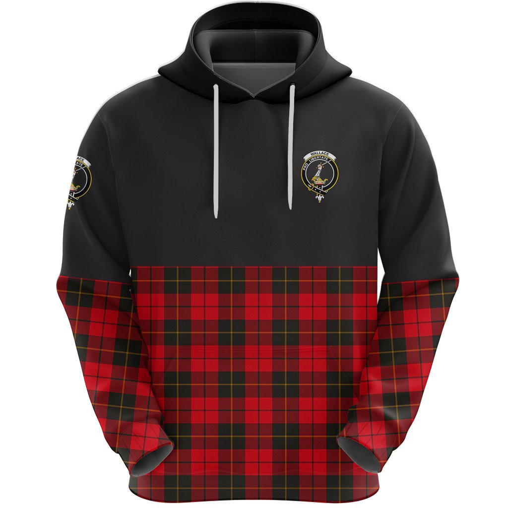 Wallace Weathered Clan Half Of Tartan Hoodie