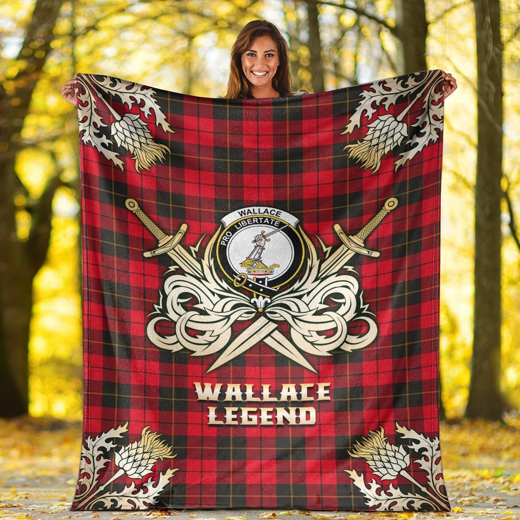 Wallace Weathered Tartan Gold Courage Symbol Blanket