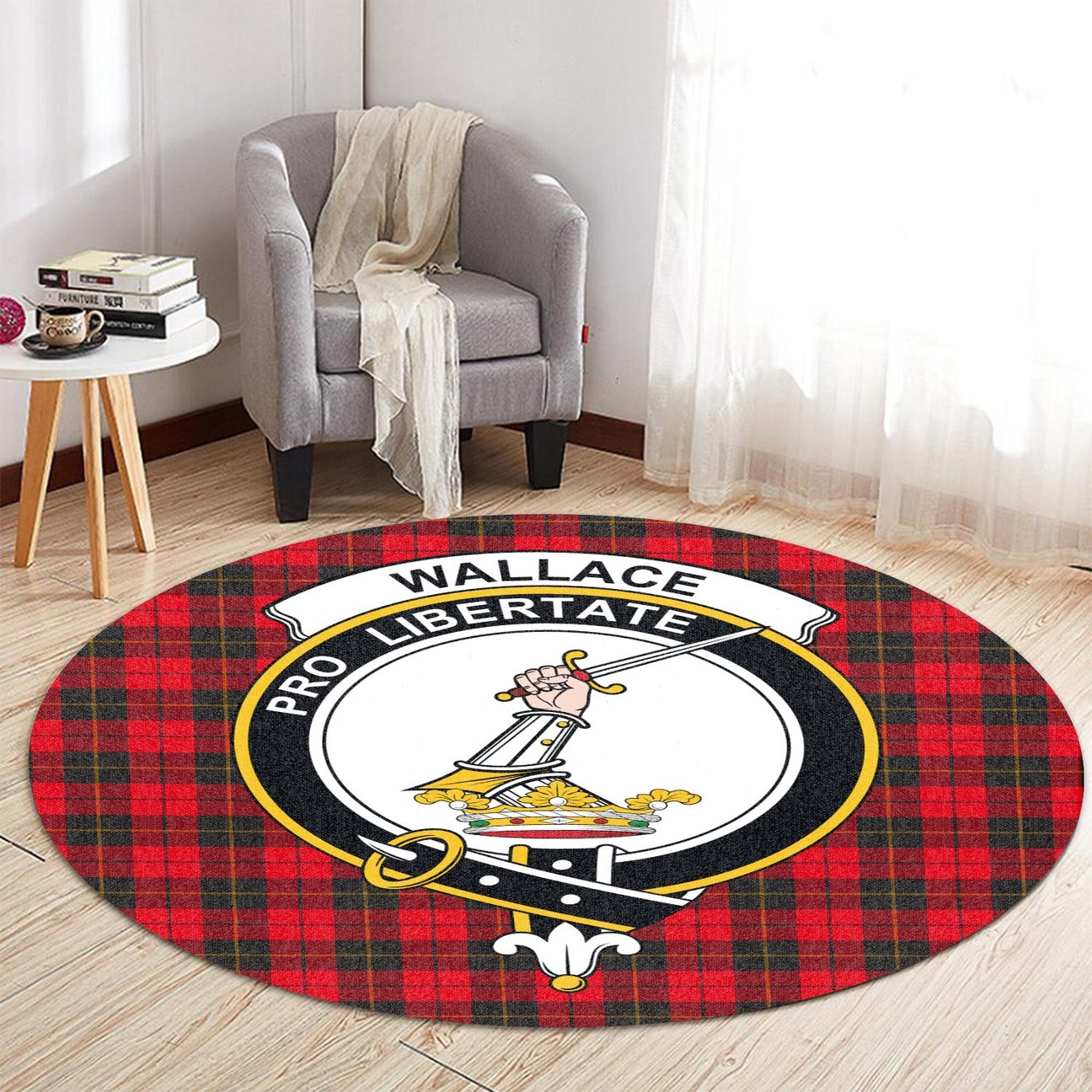 Wallace Weathered Tartan Crest Round Rug