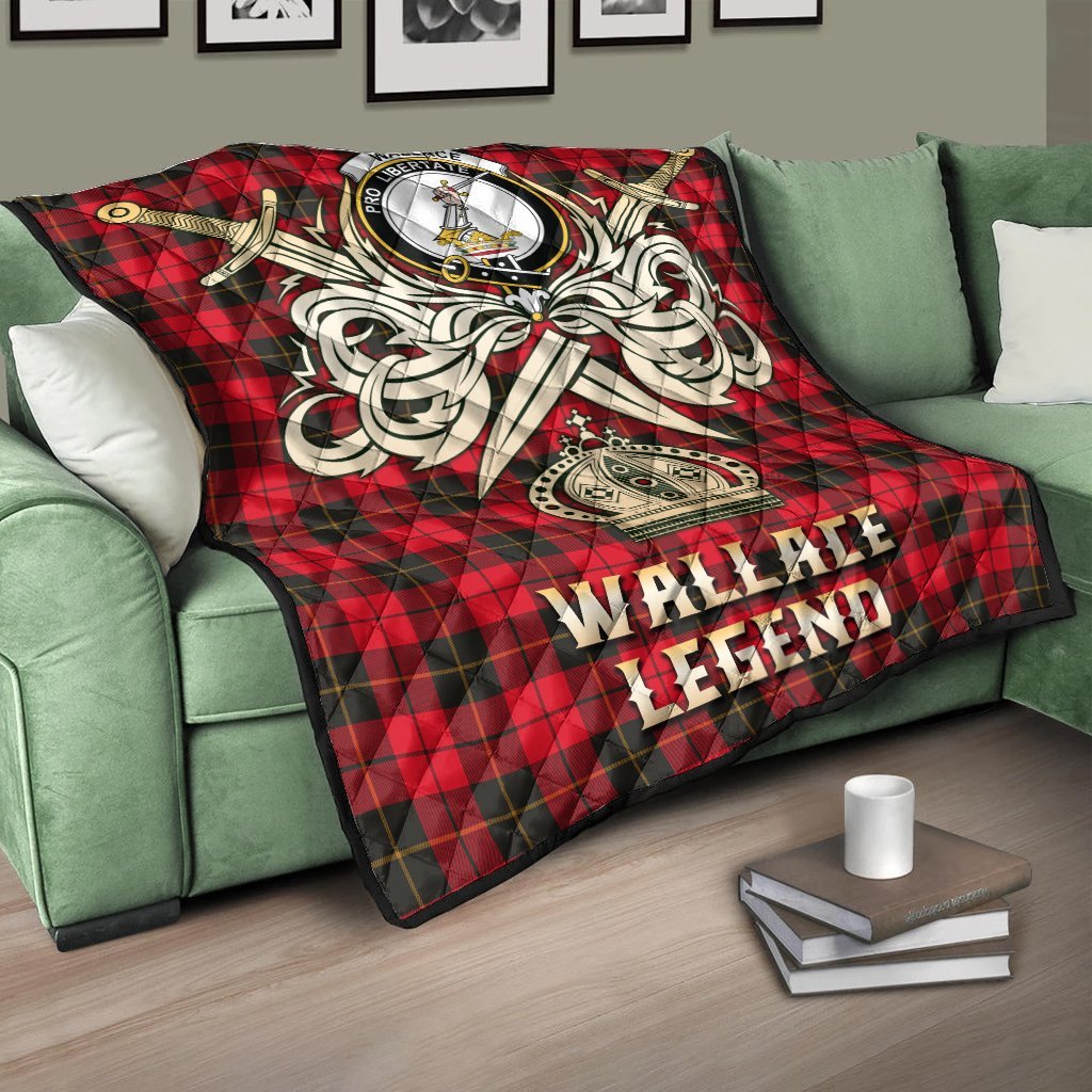 Wallace Weathered Tartan Crest Legend Gold Royal Premium Quilt