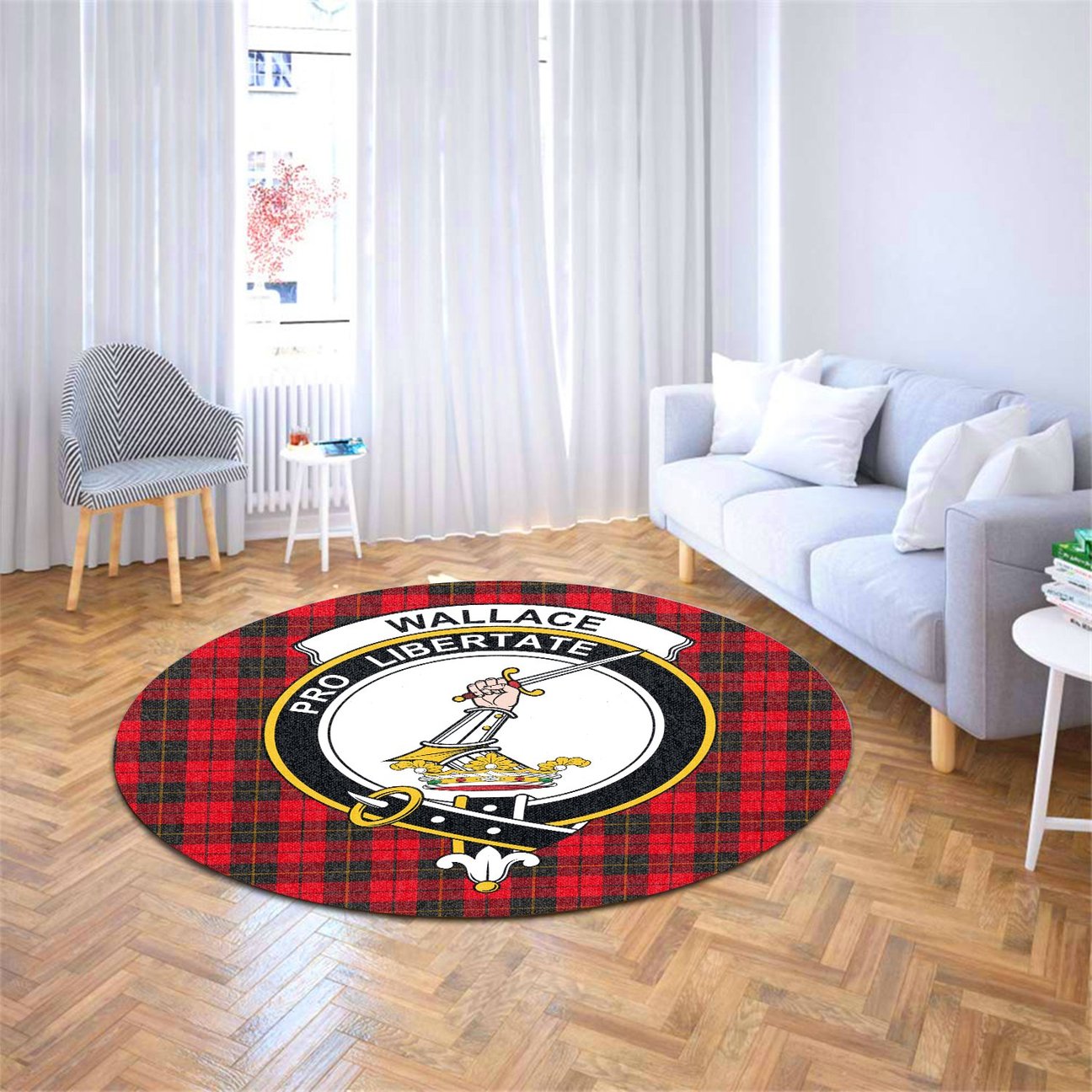 Wallace Weathered Tartan Crest Round Rug