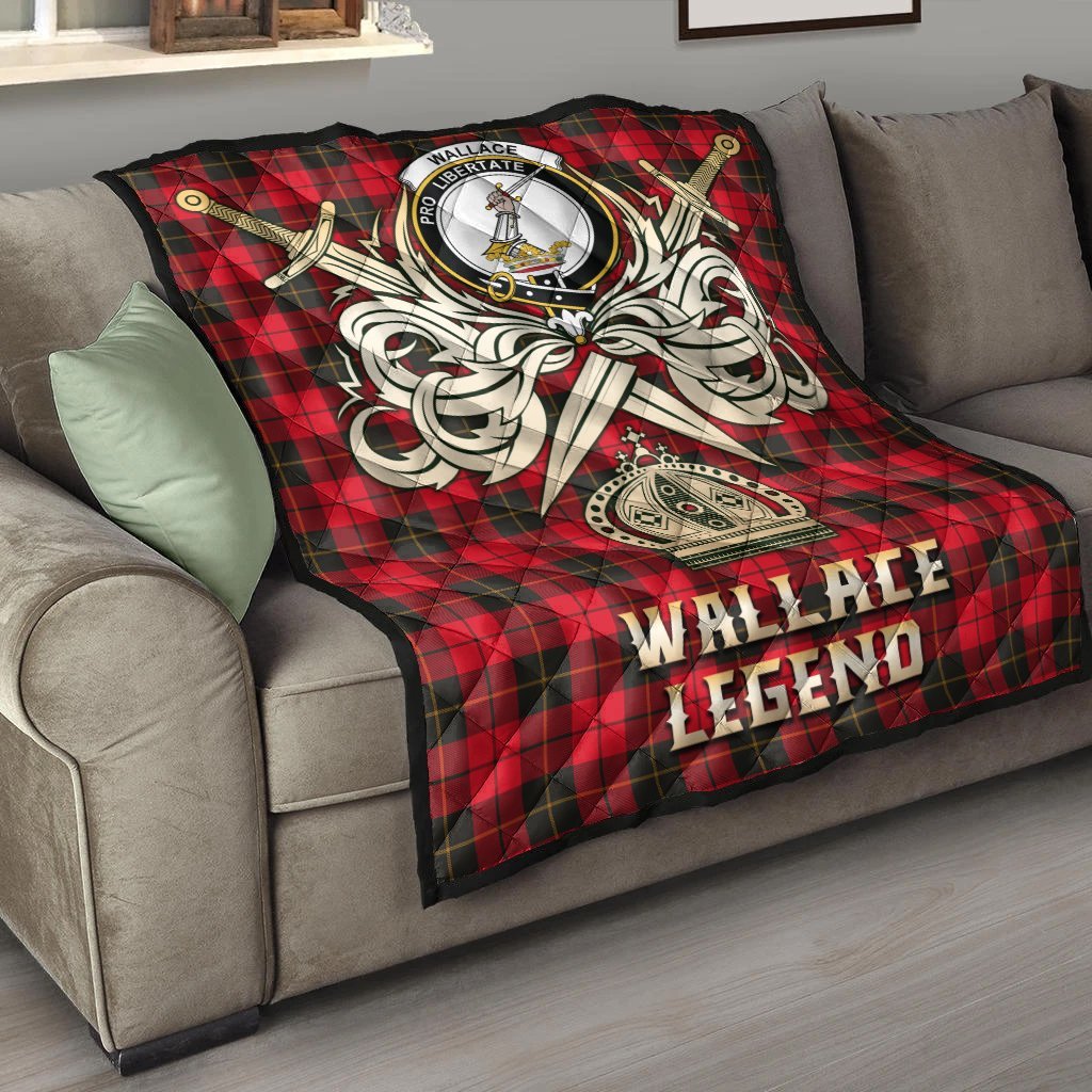 Wallace Weathered Tartan Crest Legend Gold Royal Premium Quilt