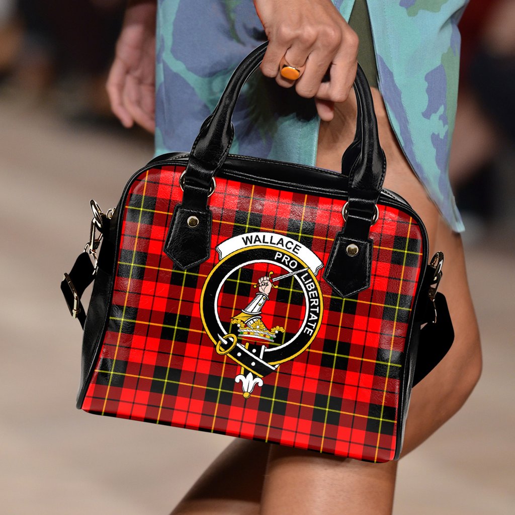 Wallace Hunting - Red Tartan Crest Shoulder Handbags