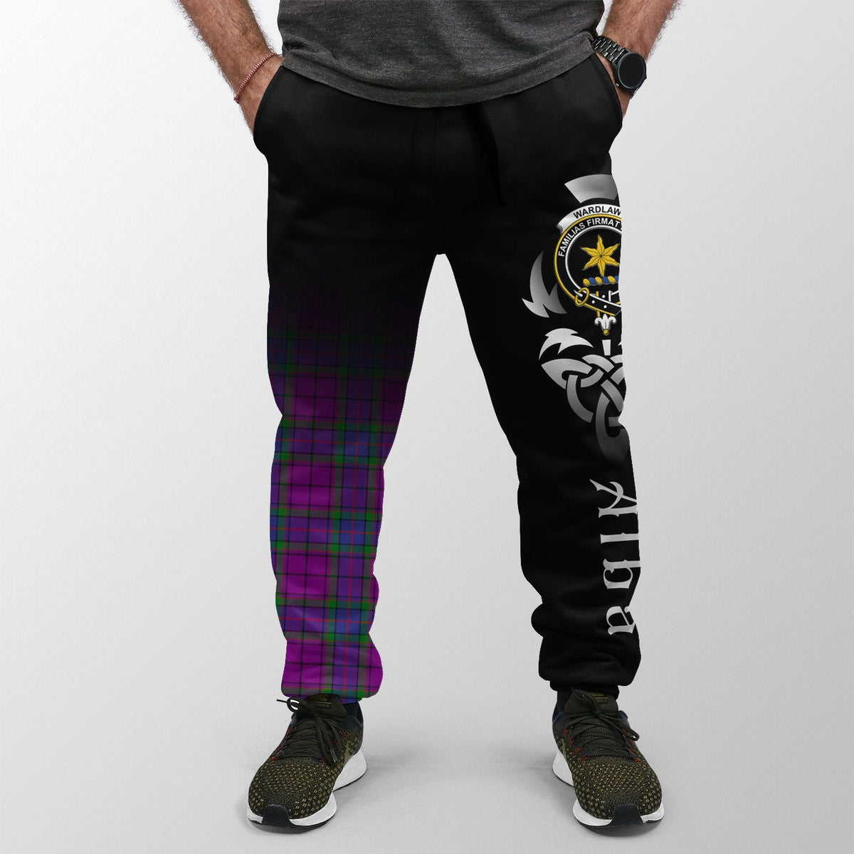 Wardlaw Modern Tartan Crest Jogger Sweatpants - Alba Celtic Style