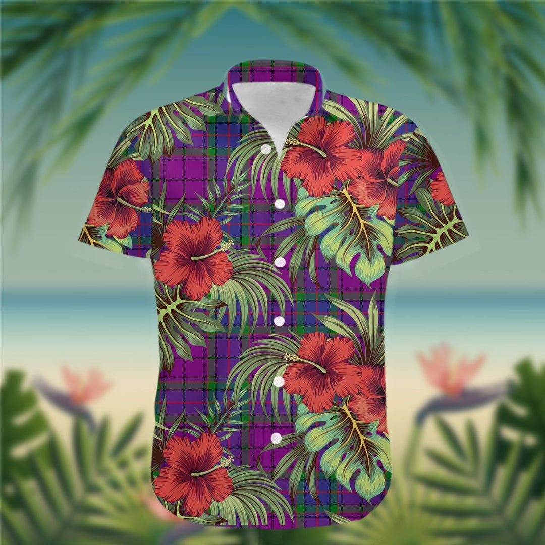 Wardlaw Tartan Hawaiian Shirt Hibiscus, Coconut, Parrot, Pineapple - Tropical Garden Shirt