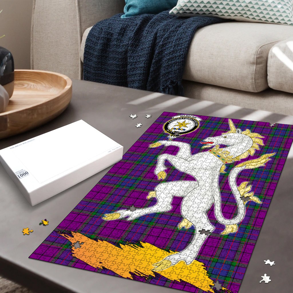 Wardlaw Modern Tartan Crest Unicorn Scotland Jigsaw Puzzles