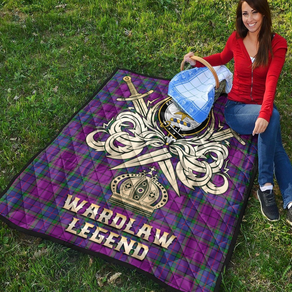 Wardlaw Modern Tartan Crest Legend Gold Royal Premium Quilt