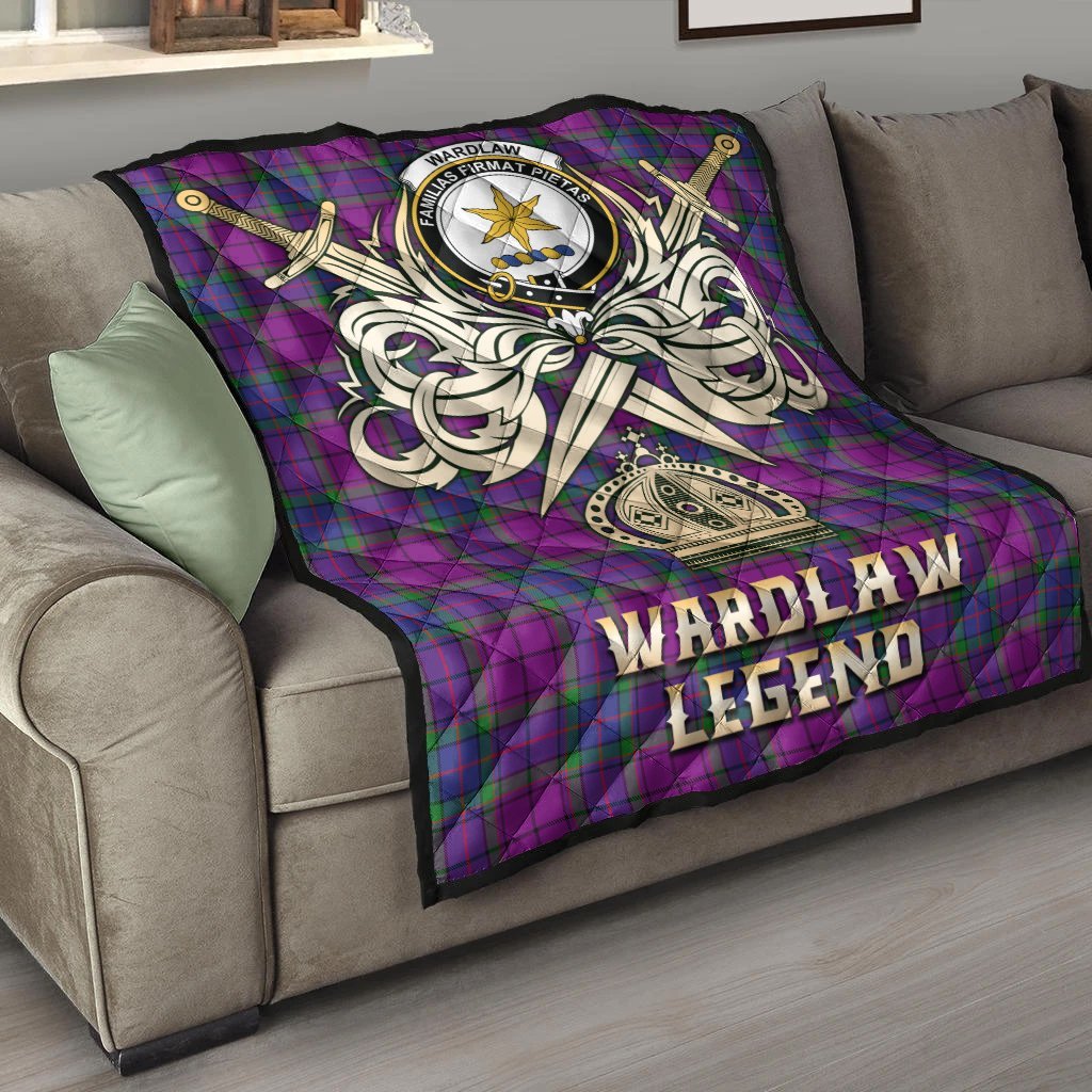 Wardlaw Modern Tartan Crest Legend Gold Royal Premium Quilt