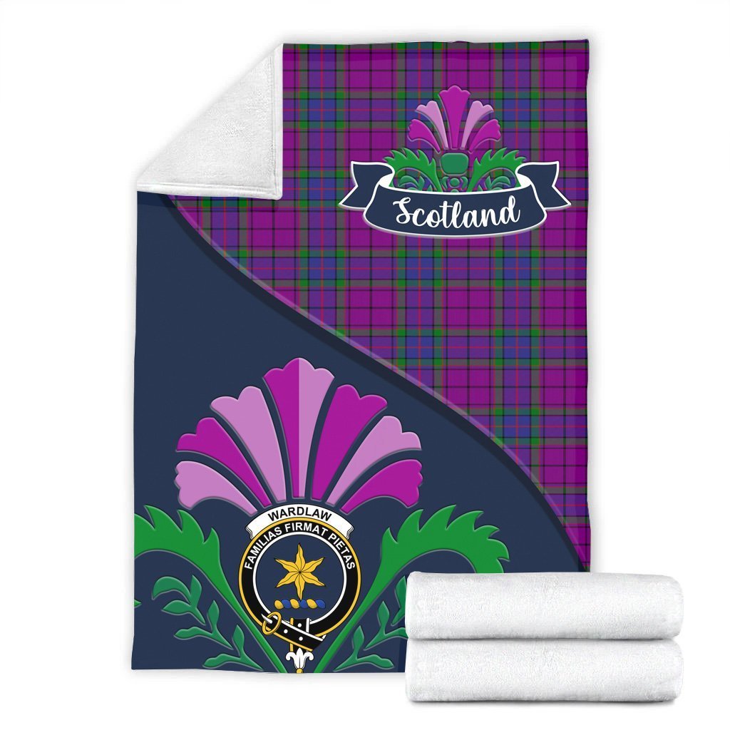 Wardlaw Tartan Crest Premium Blanket - Thistle Style