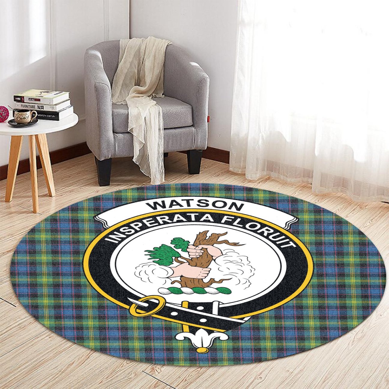 Watson Ancient Tartan Crest Round Rug