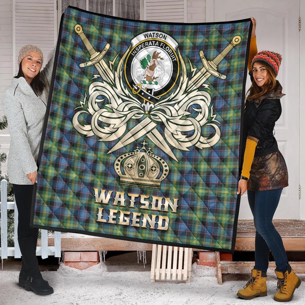 Watson Ancient Tartan Crest Legend Gold Royal Premium Quilt