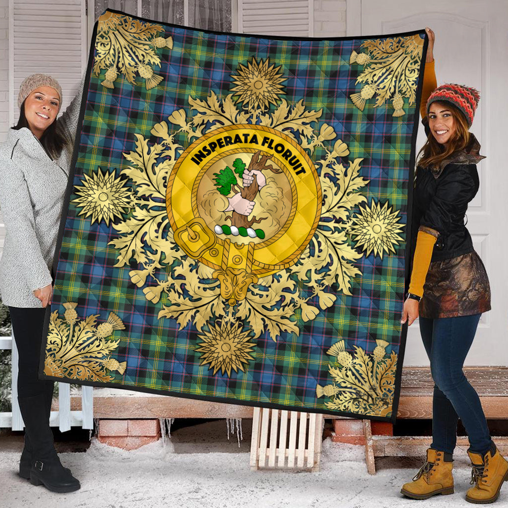 Watson Ancient Tartan Crest Premium Quilt - Gold Thistle Style