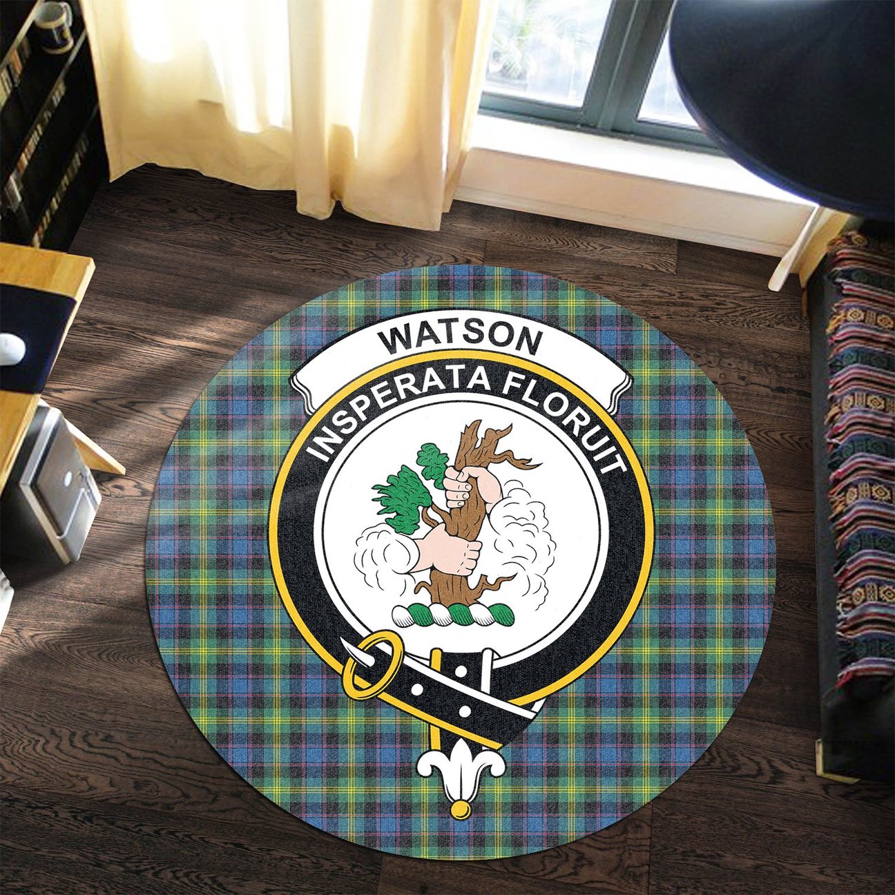 Watson Ancient Tartan Crest Round Rug