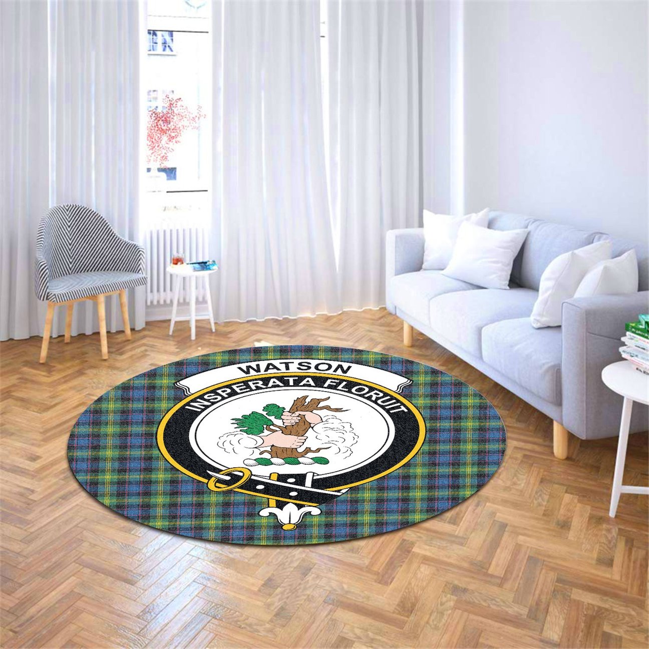 Watson Ancient Tartan Crest Round Rug