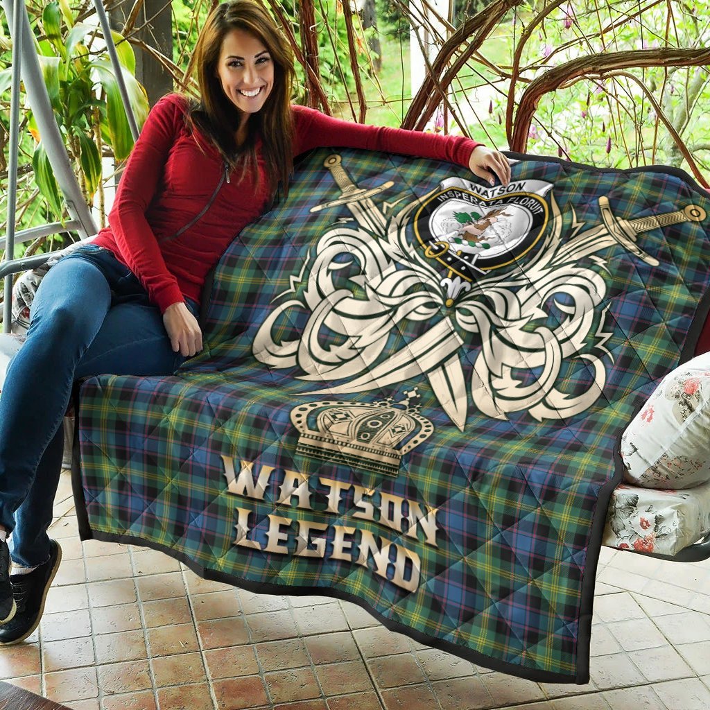 Watson Ancient Tartan Crest Legend Gold Royal Premium Quilt