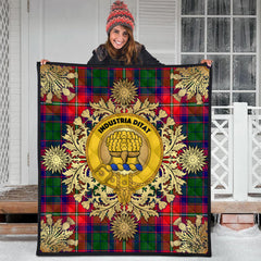 Wauchope Tartan Crest Premium Quilt - Gold Thistle Style