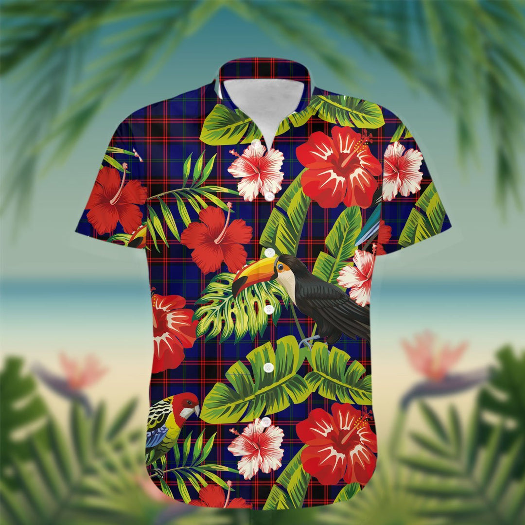 Wedderburn Tartan Hawaiian Shirt Hibiscus, Coconut, Parrot, Pineapple - Tropical Garden Shirt