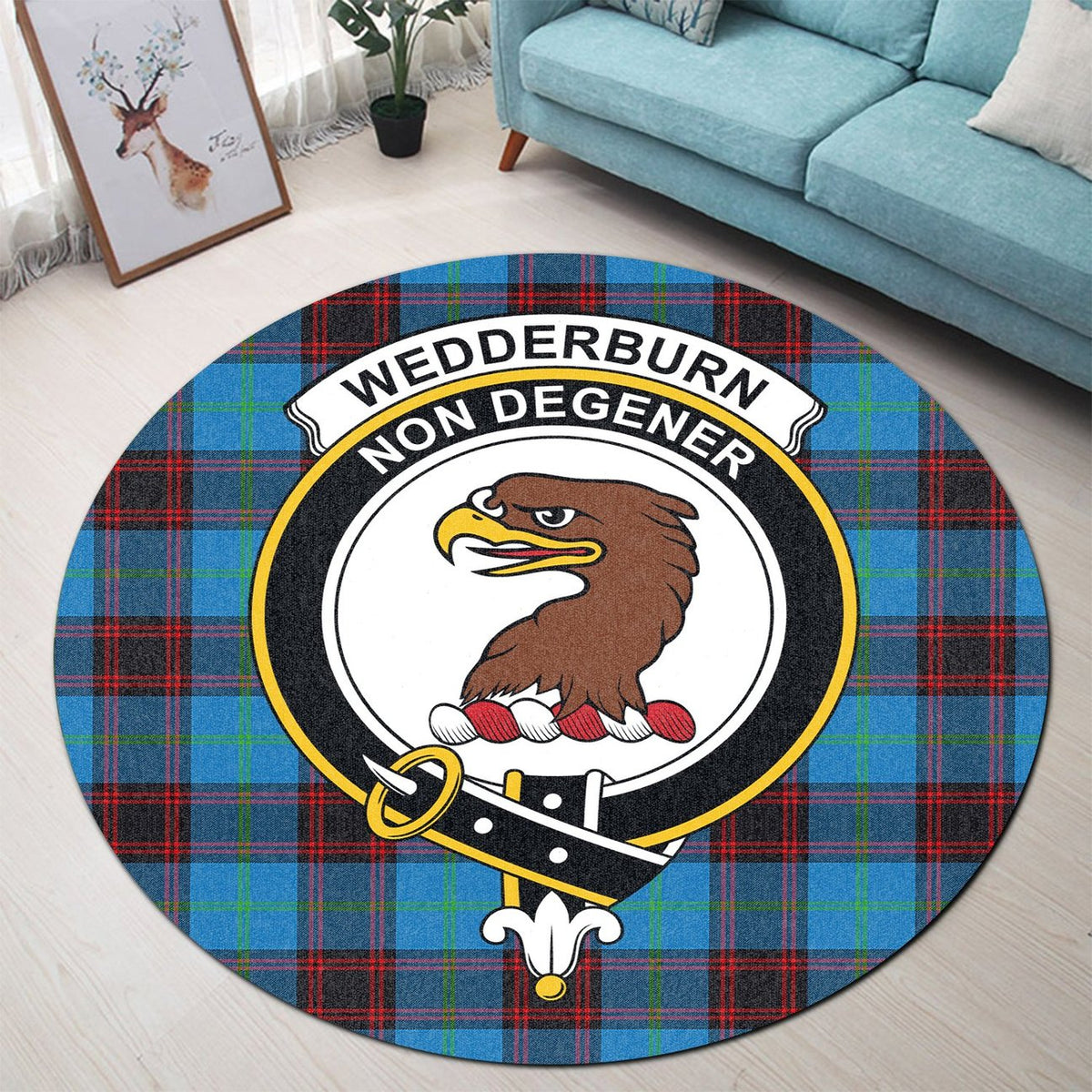 Wedderburn Tartan Crest Round Rug