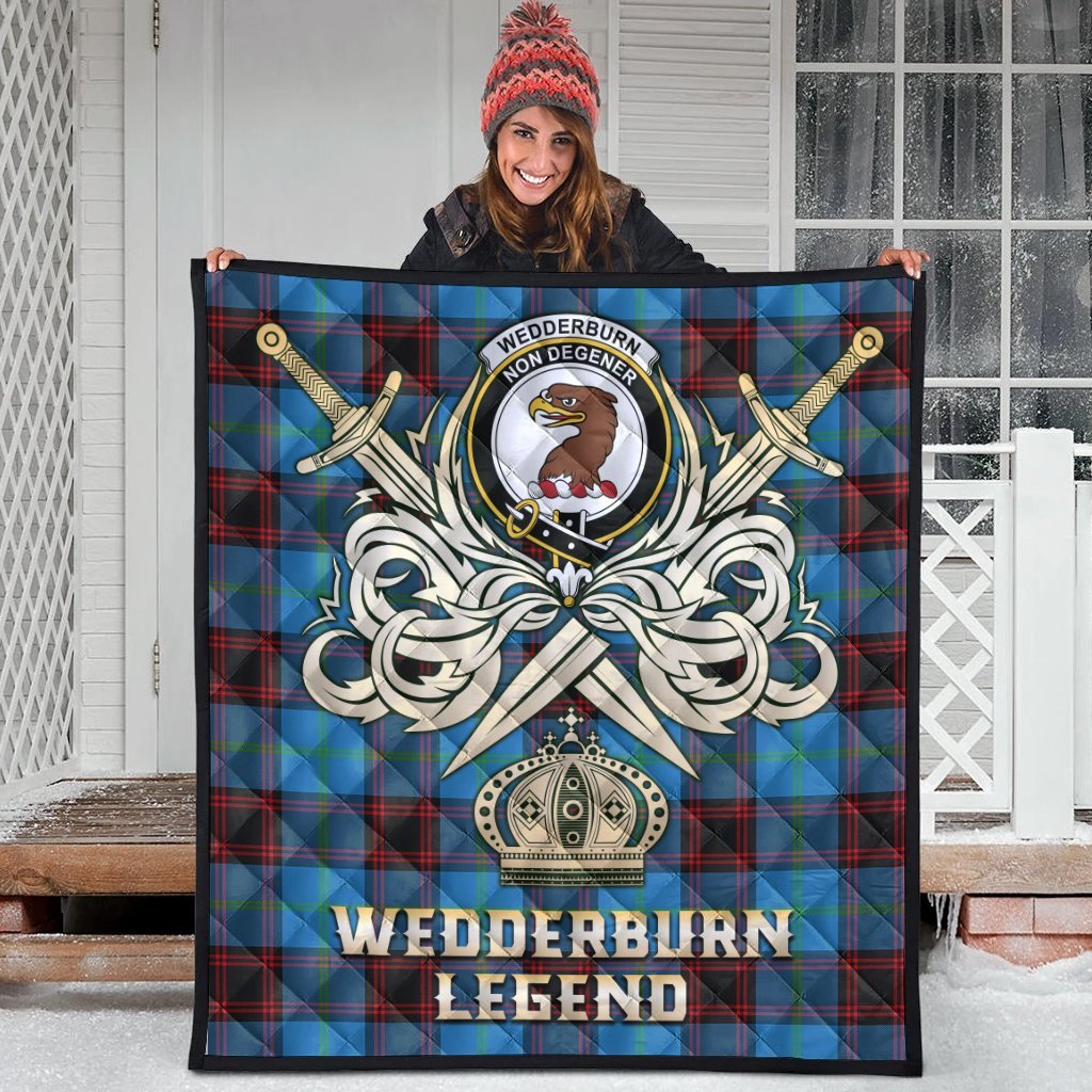 Wedderburn Tartan Crest Legend Gold Royal Premium Quilt