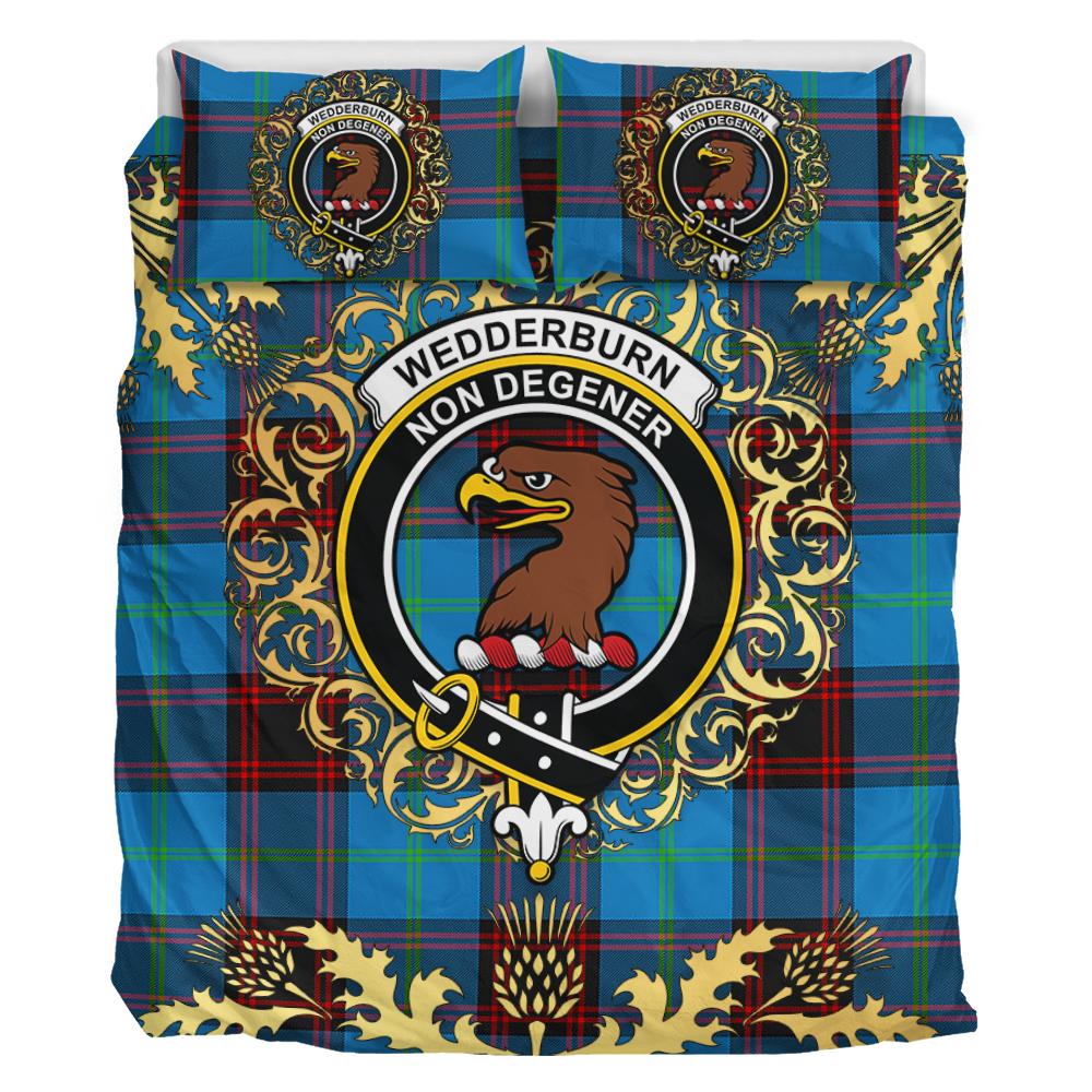 Wedderburn Tartan Crest Bedding Set - Golden Thistle Style