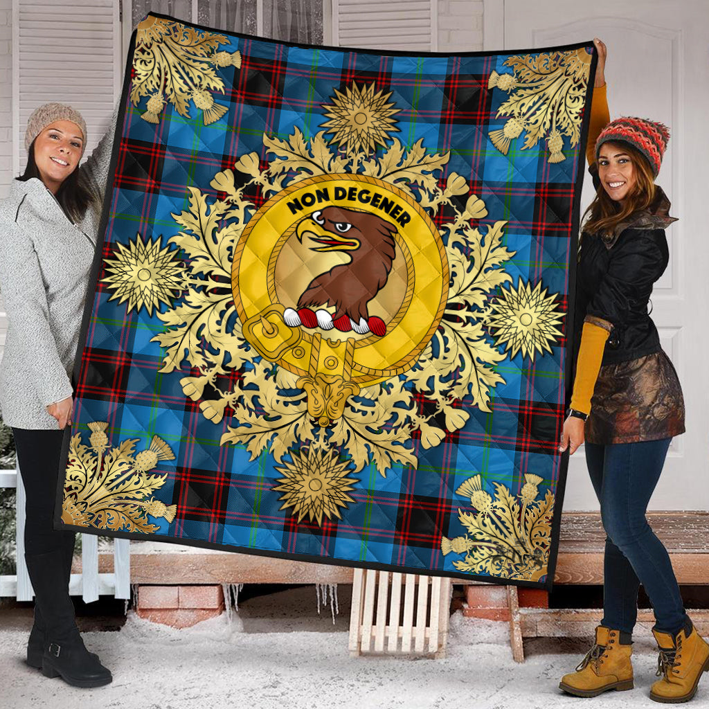 Wedderburn Tartan Crest Premium Quilt - Gold Thistle Style