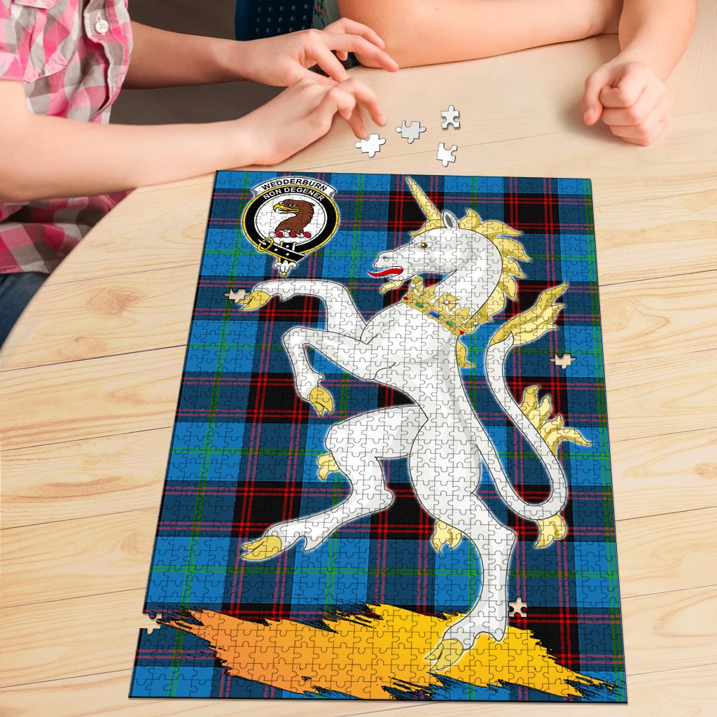 Wedderburn Tartan Crest Unicorn Scotland Jigsaw Puzzles