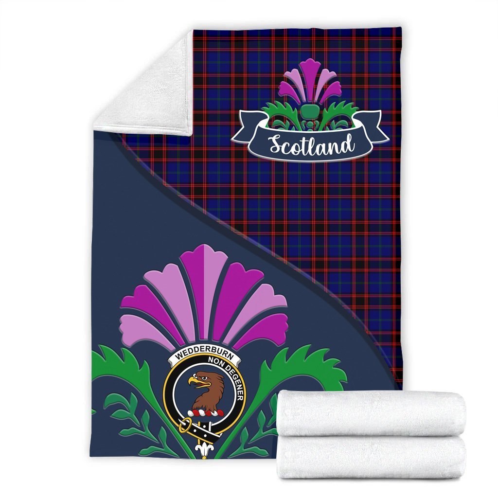 Wedderburn Tartan Crest Premium Blanket - Thistle Style