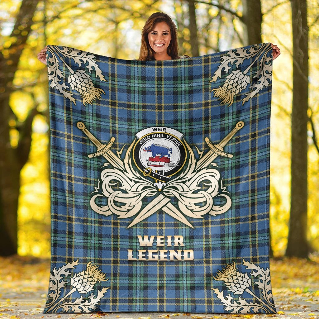 Weir Ancient Tartan Gold Courage Symbol Blanket