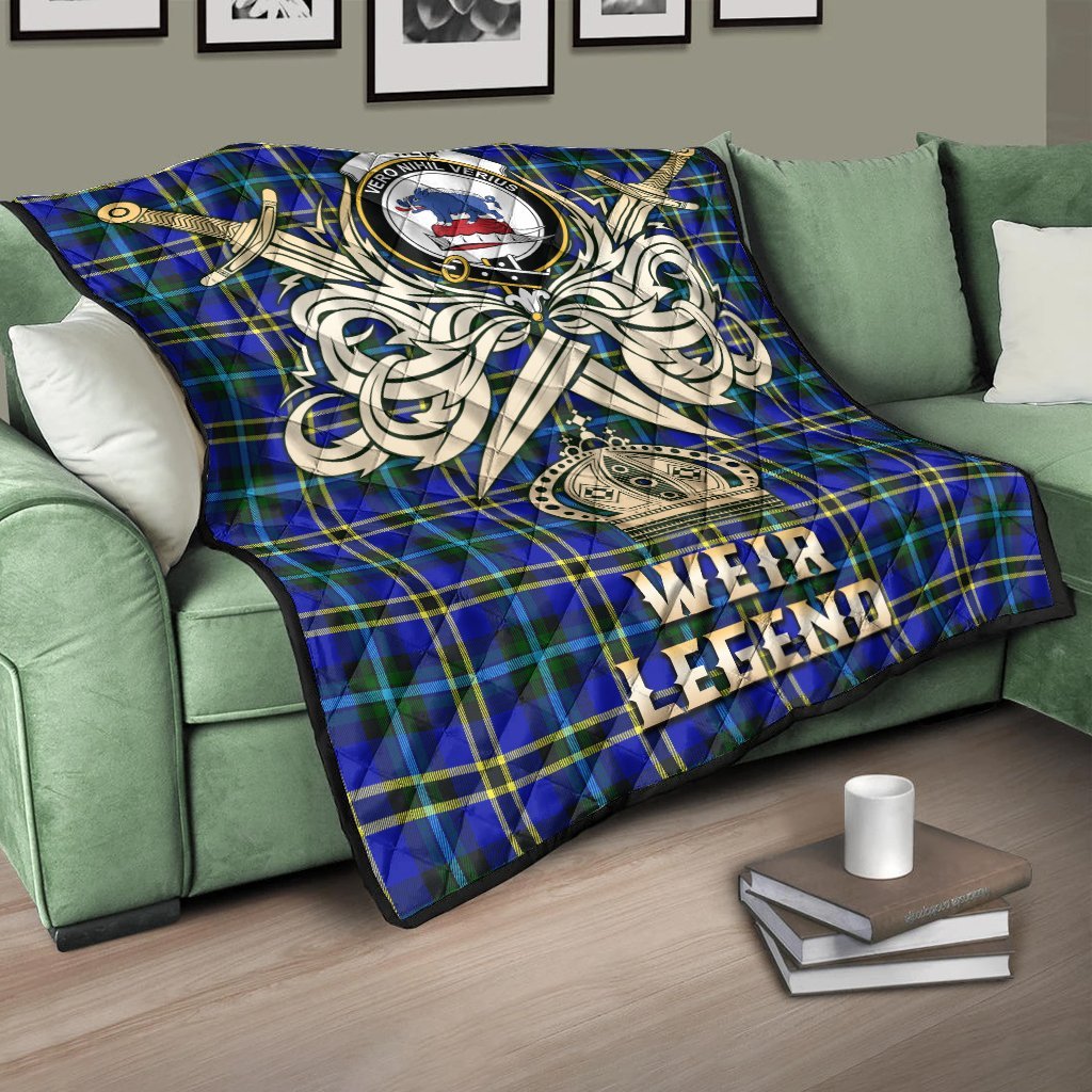 Weir Modern Tartan Crest Legend Gold Royal Premium Quilt