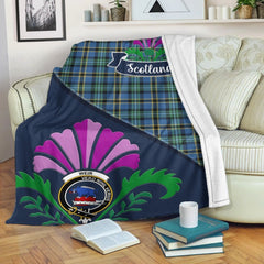 Weir Tartan Crest Premium Blanket - Thistle Style