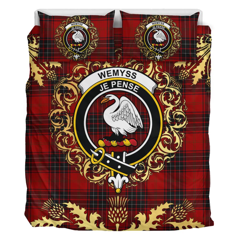 Wemyss Tartan Crest Bedding Set - Golden Thistle Style