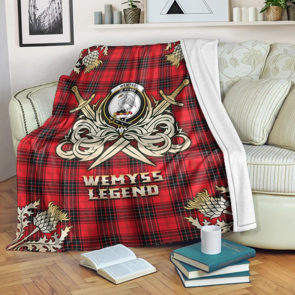 Wemyss Modern Tartan Gold Courage Symbol Blanket