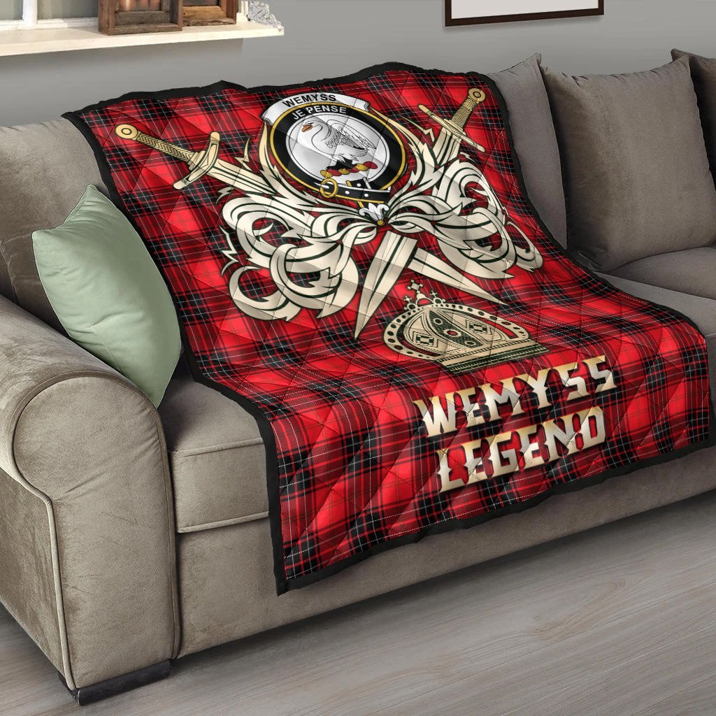 Wemyss Modern Tartan Crest Legend Gold Royal Premium Quilt