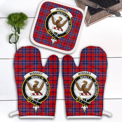 Wishart Dress Tartan Crest Oven Mitt And Pot Holder (2 Oven Mitts + 1 Pot Holder)