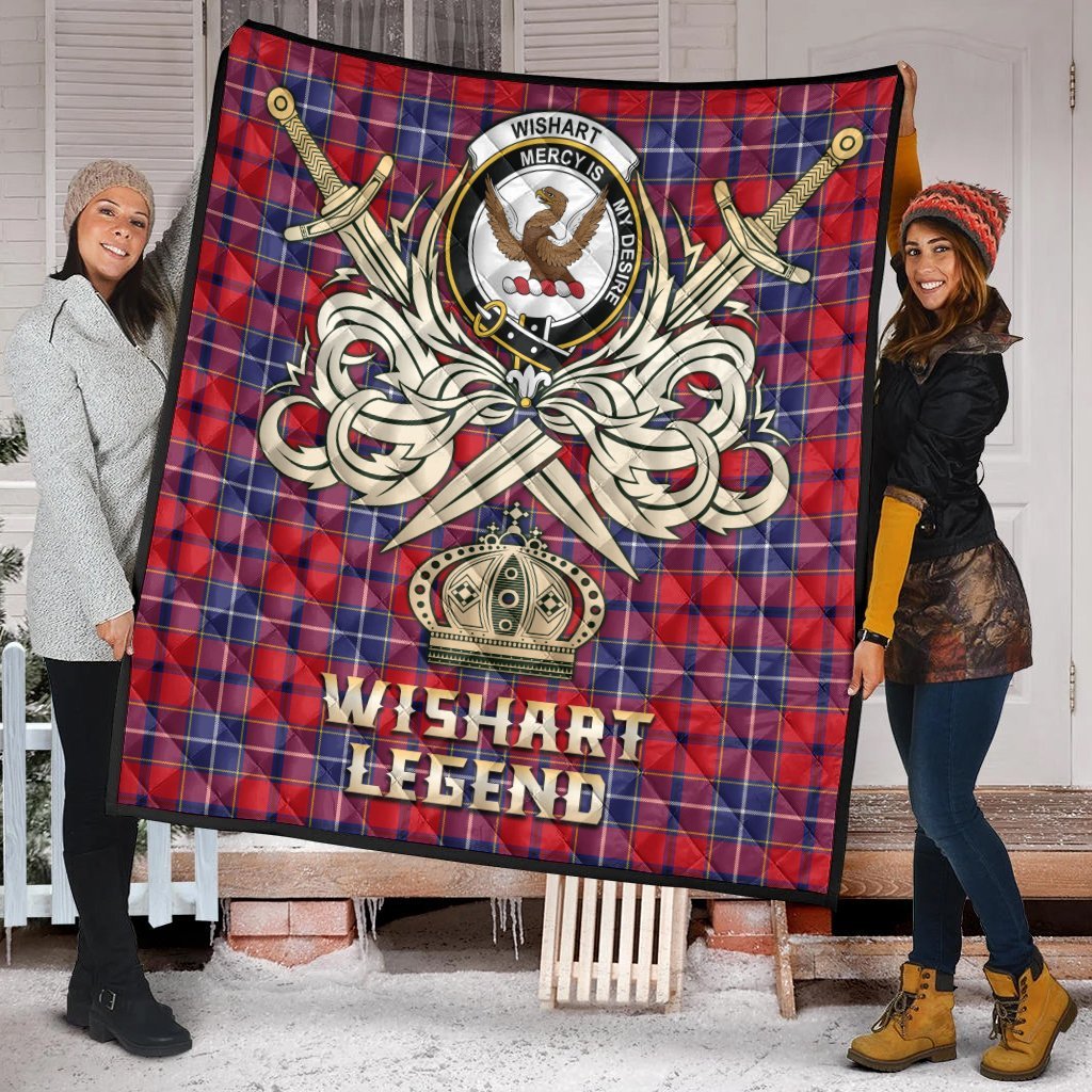 Wishart Dress Tartan Crest Legend Gold Royal Premium Quilt