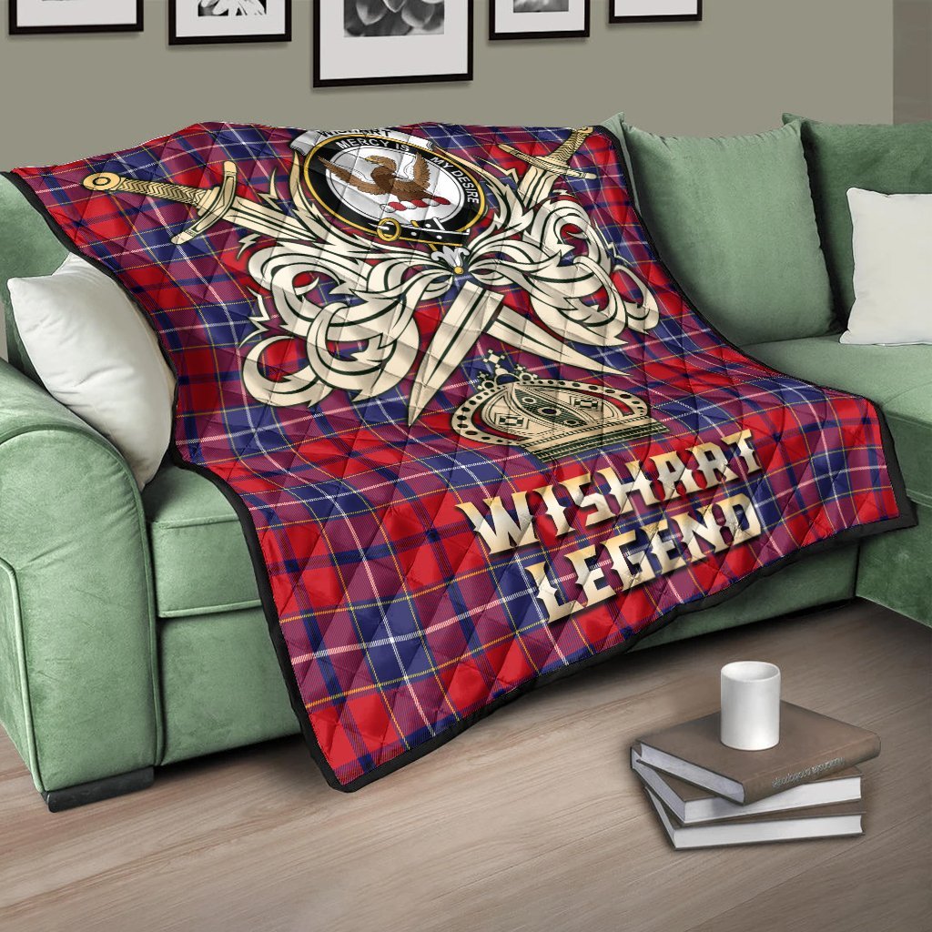 Wishart Dress Tartan Crest Legend Gold Royal Premium Quilt