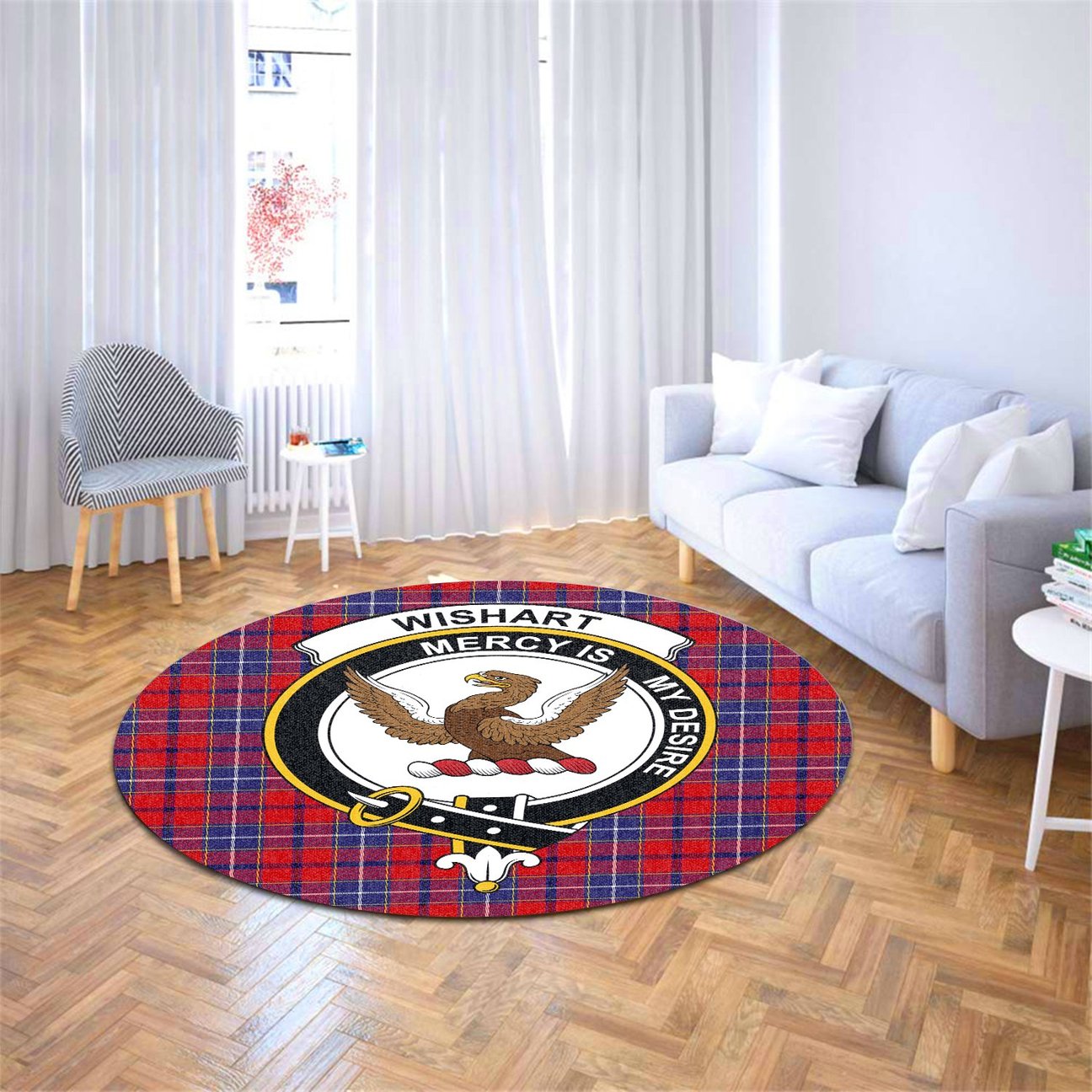 Wishart Dress Tartan Crest Round Rug