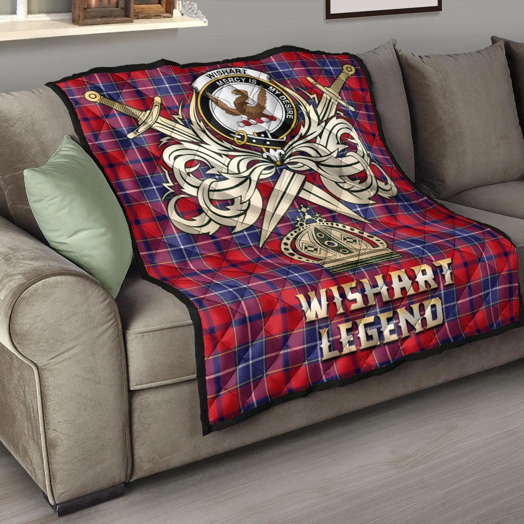 Wishart Dress Tartan Crest Legend Gold Royal Premium Quilt