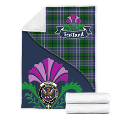 Wishart Tartan Crest Premium Blanket - Thistle Style