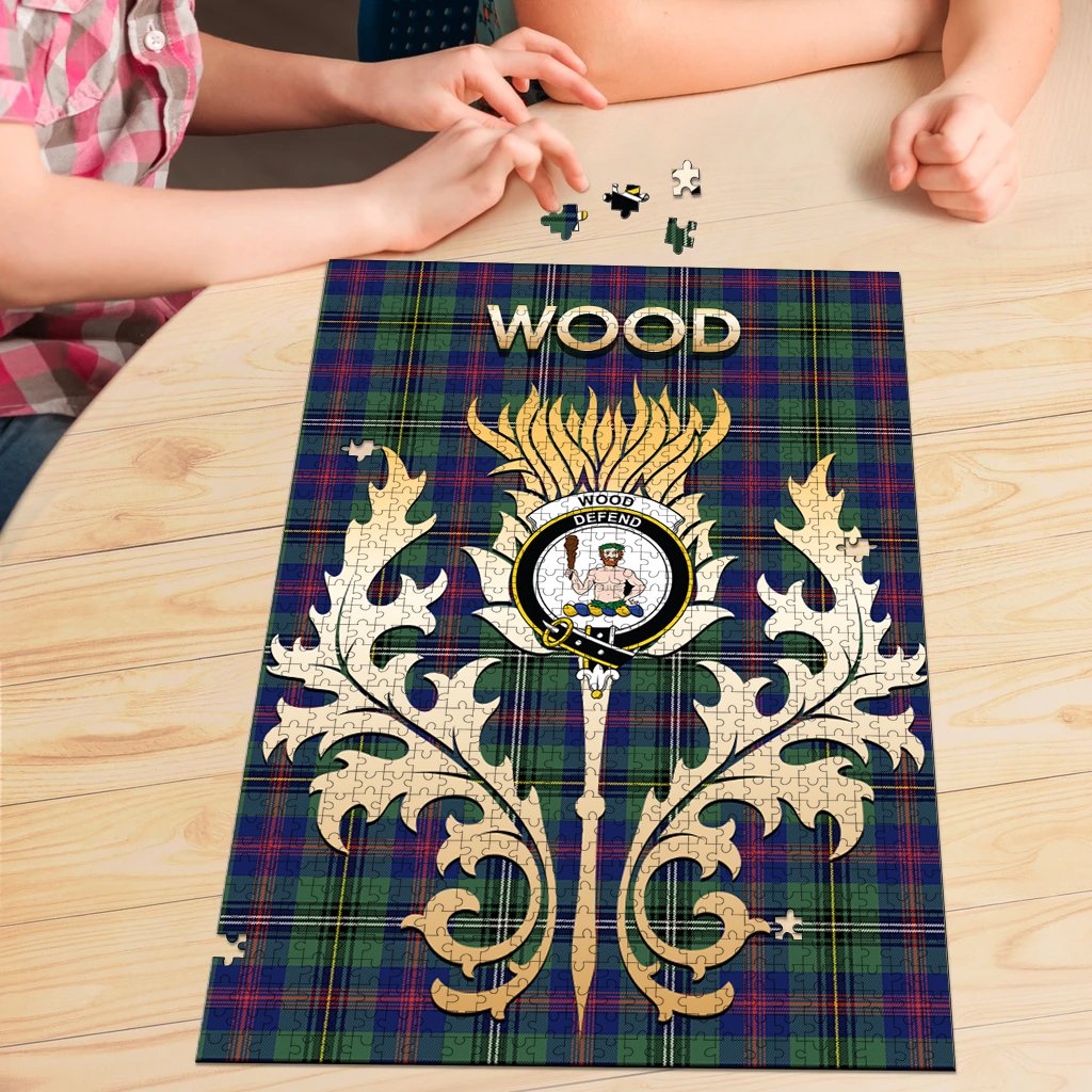 Wood Modern Tartan Crest Thistle Jigsaw Puzzles