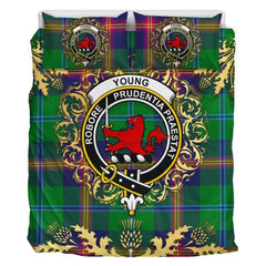 Young Modern Tartan Crest Bedding Set - Golden Thistle Style