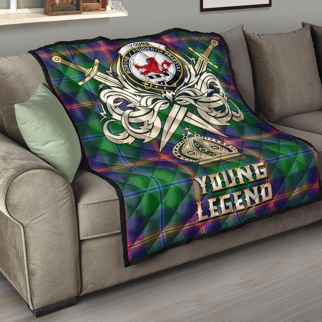 Young Modern Tartan Crest Legend Gold Royal Premium Quilt