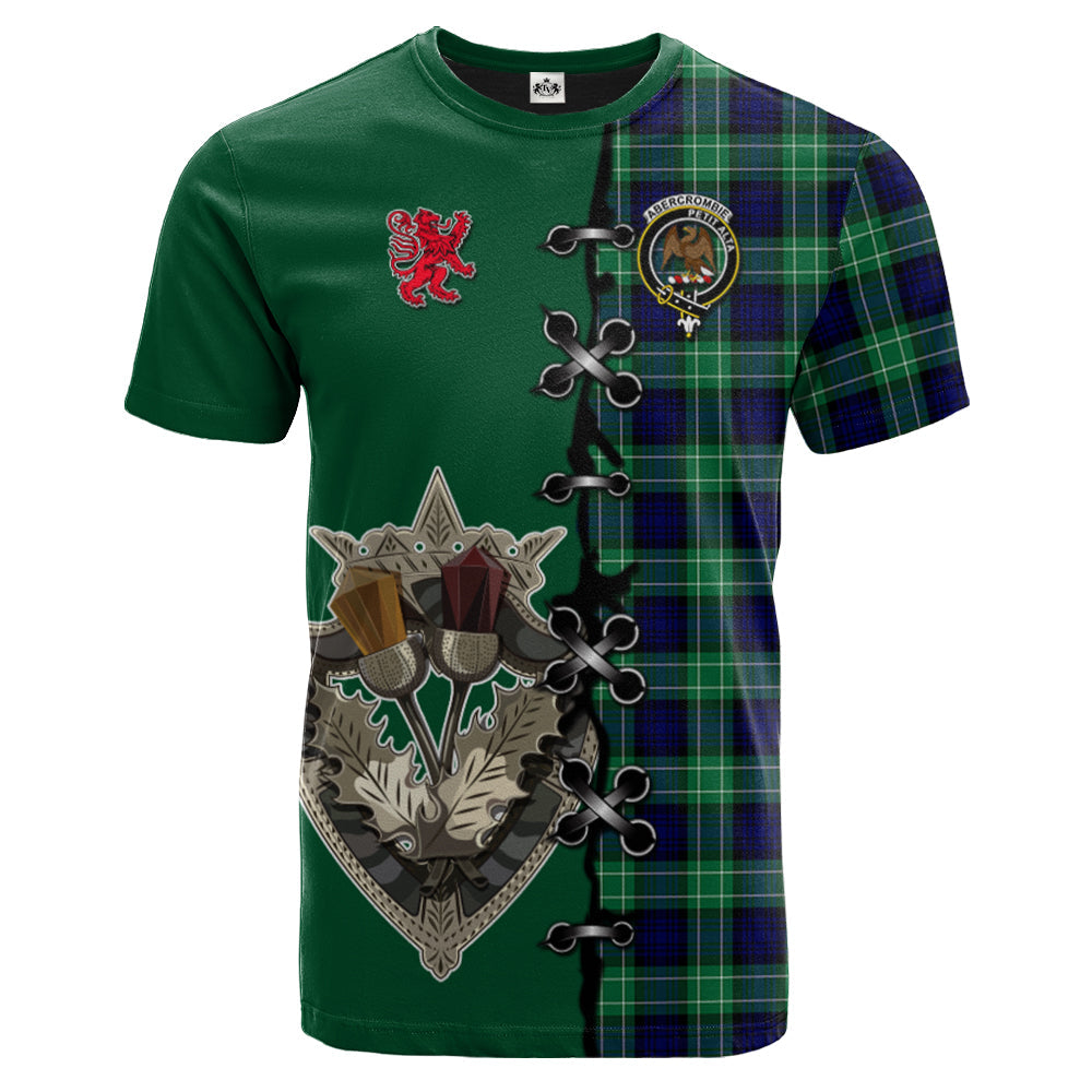 Abercrombie Tartan T-shirt - Lion Rampant And Celtic Thistle Style