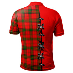 Adair Tartan Polo Shirt - Lion Rampant And Celtic Thistle Style